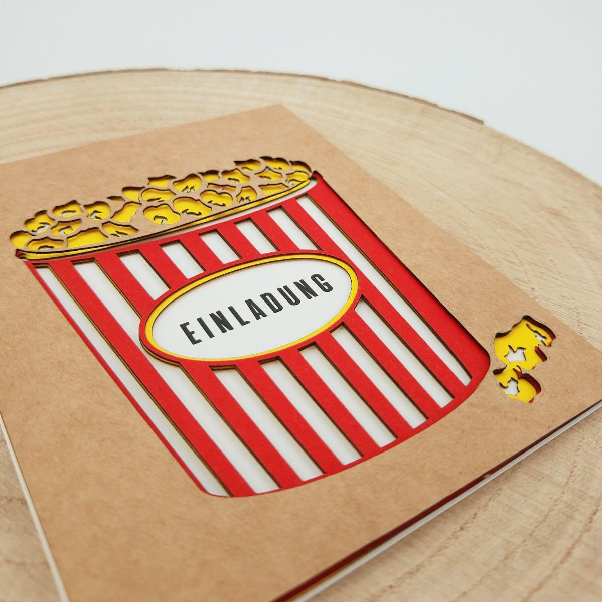 Einladungskarte Popcorn / Kino