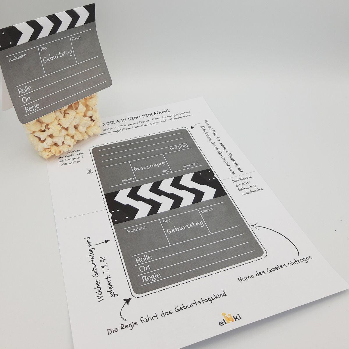 Druckvorlage Einladung Kino