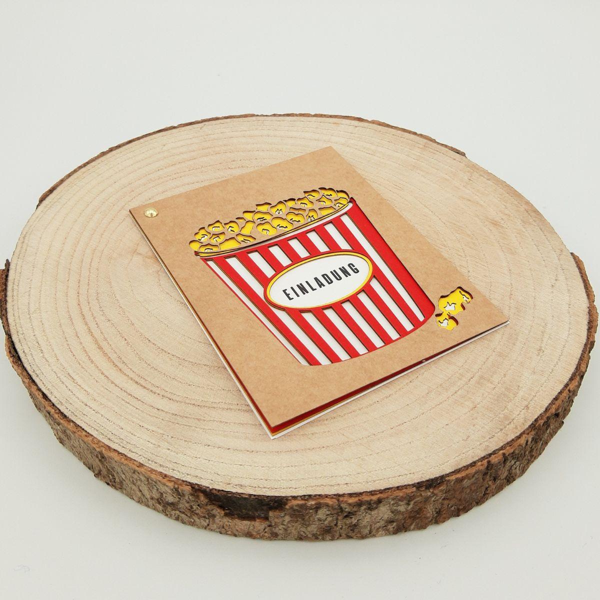 Einladungskarte Popcorn / Kino