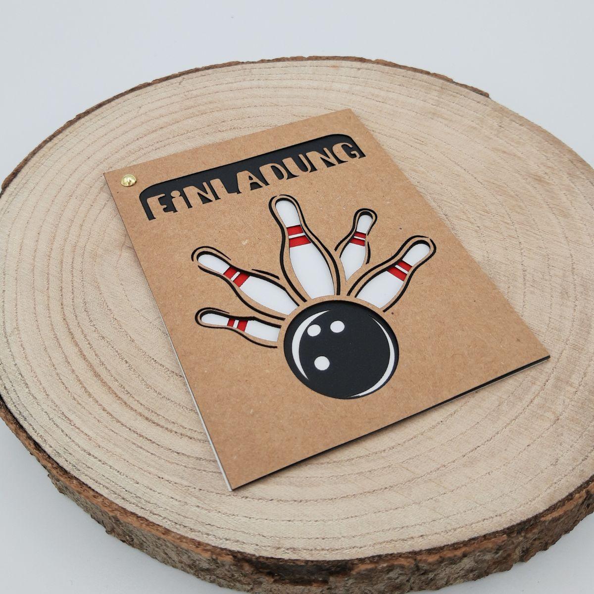 Einladungskarte Bowling