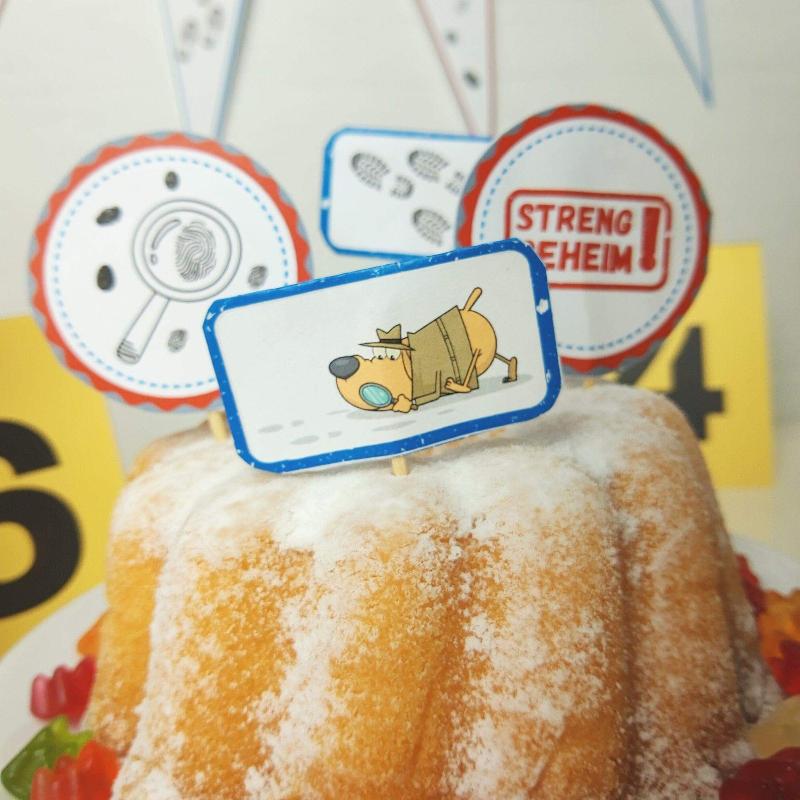 Detektiv Geburtstag Kuchen Dekoration zum ausdrucken