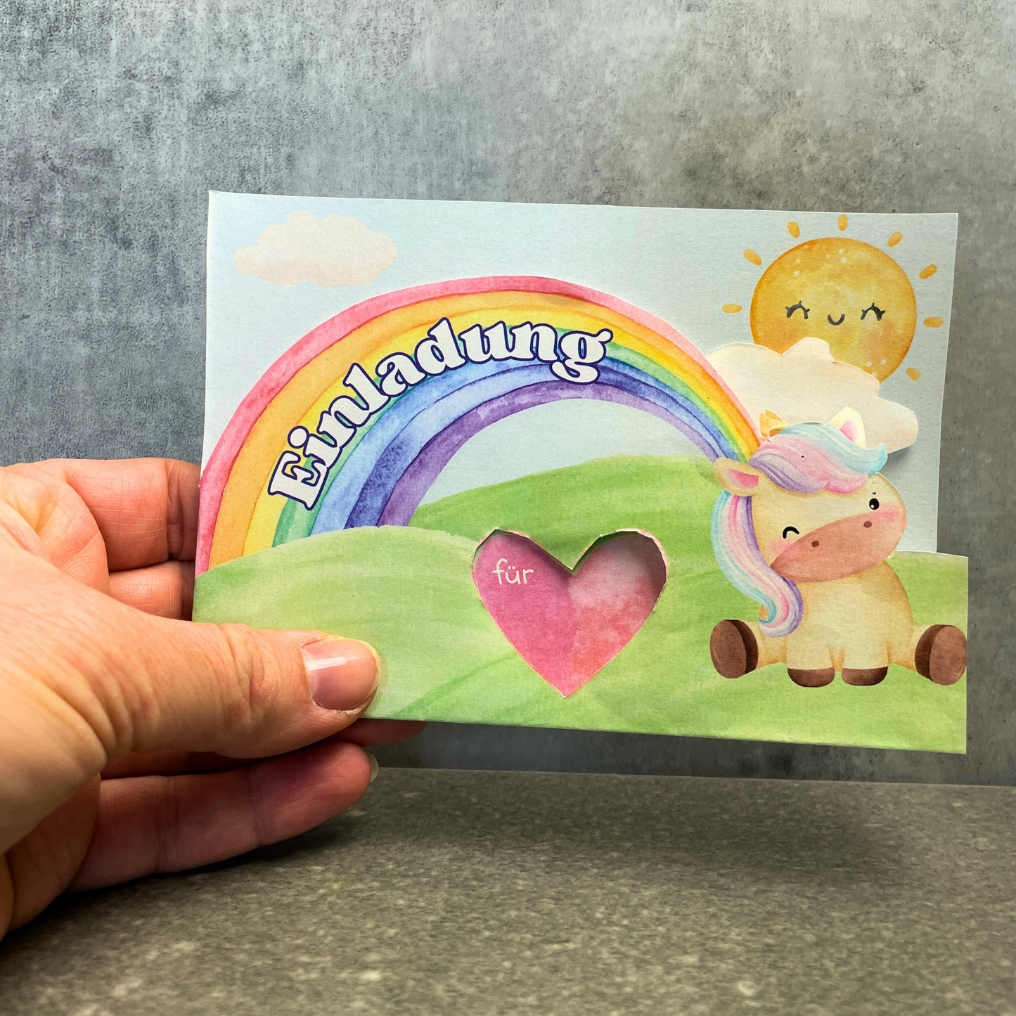 Druckvorlage Einladung Einhorn