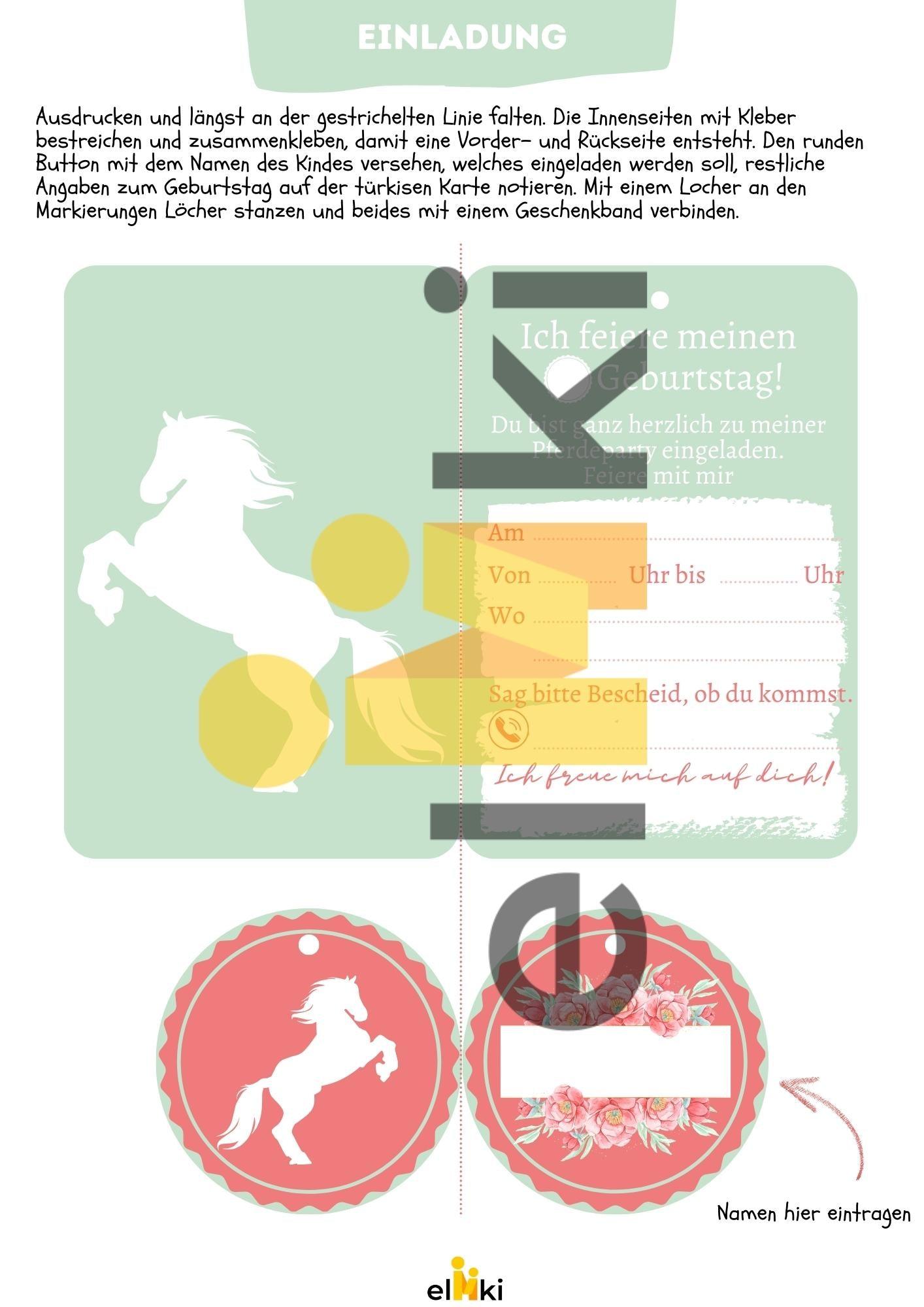 digitale Einladung: Pferde Geburtstag