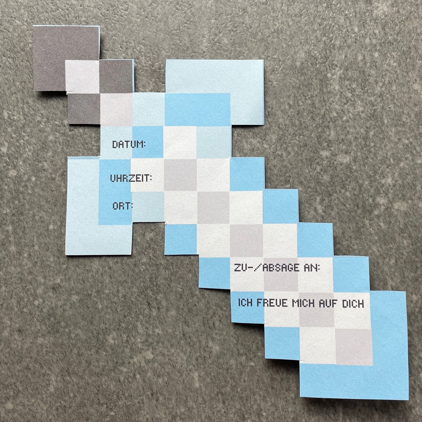 Druckvorlage Einladung Pixel Schwert