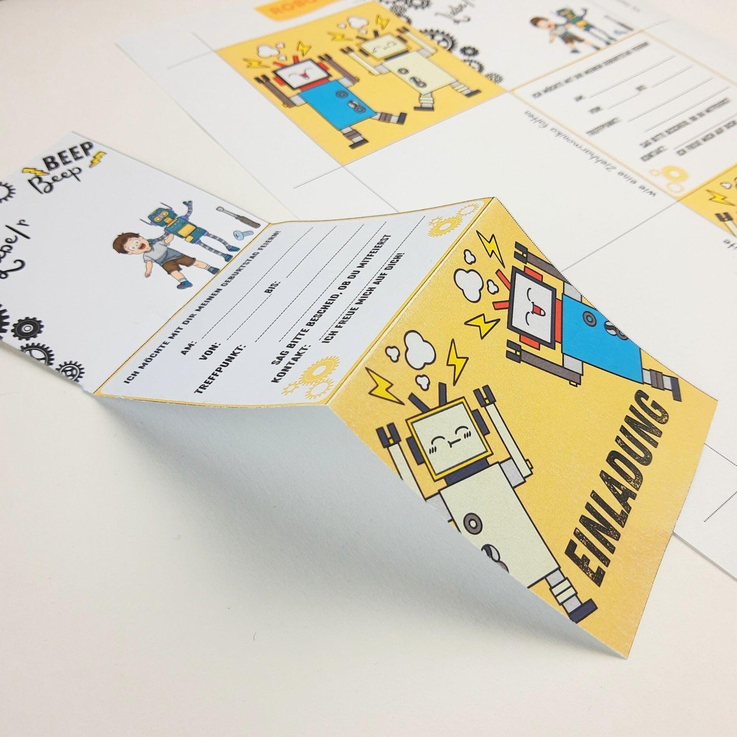 Druckvorlage Einladung Roboter