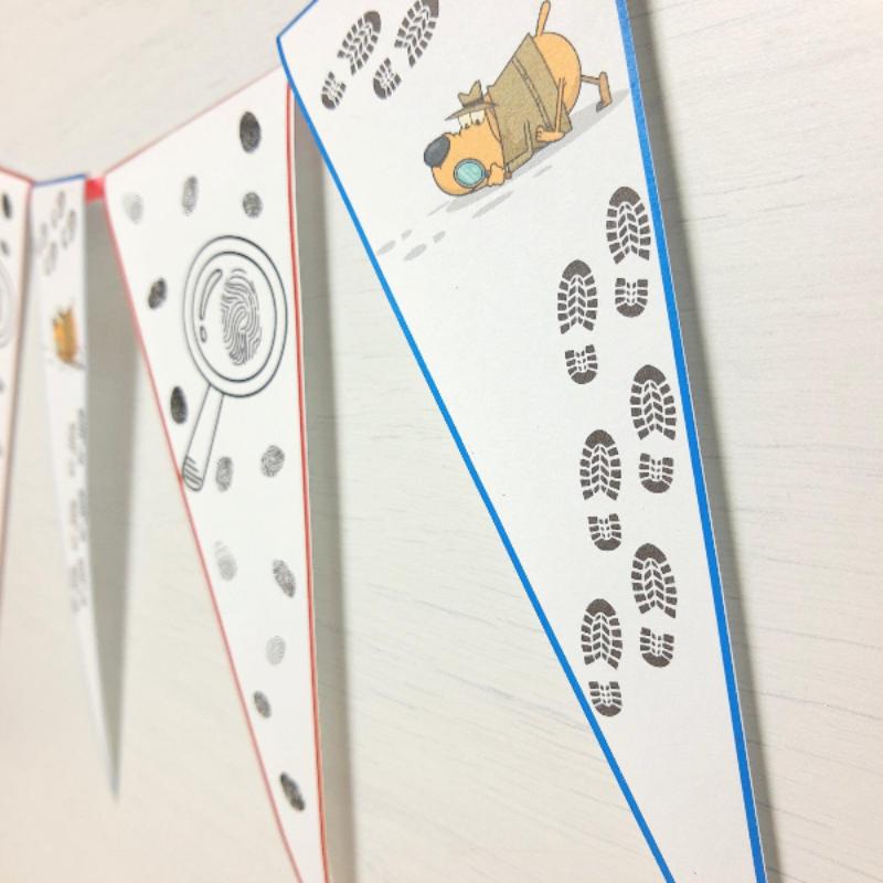 Detektiv Geburtstag Girlande zum Kindergeburtstag zum ausdrucken und basteln