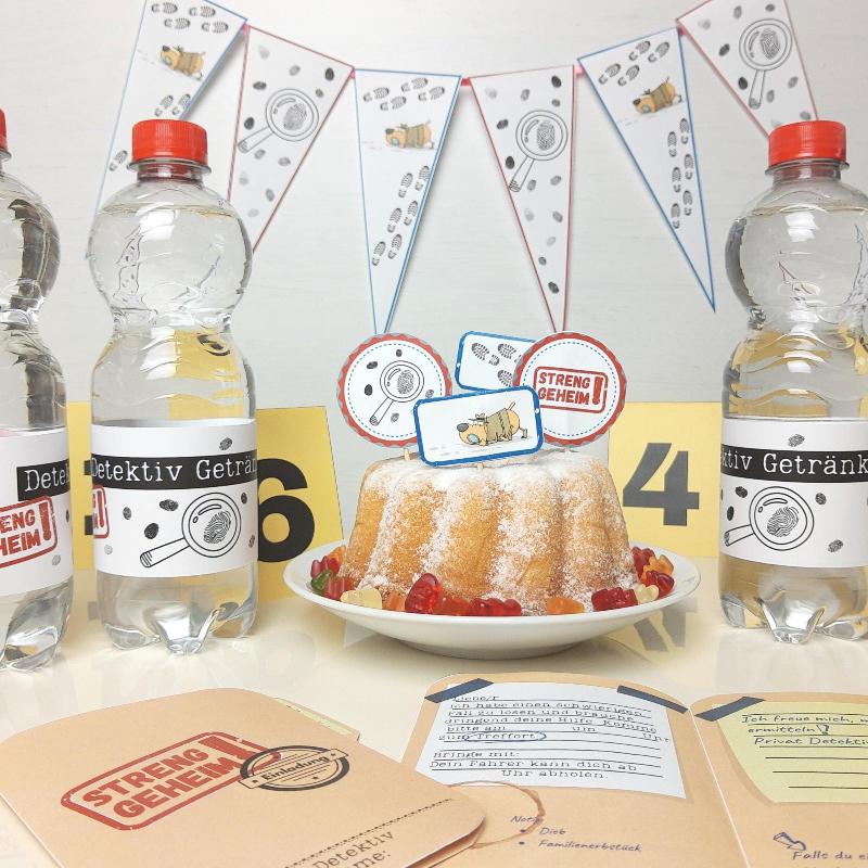 Detektiv Geburtstags Dekoration zum ausdrucken