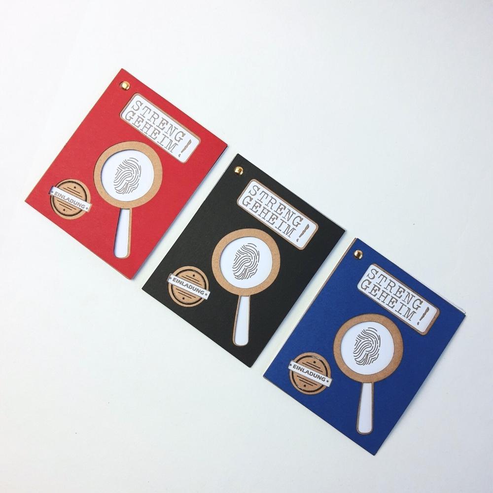 handgemachte detektiv geheimagenten Einladungen für Kindergeburtstag