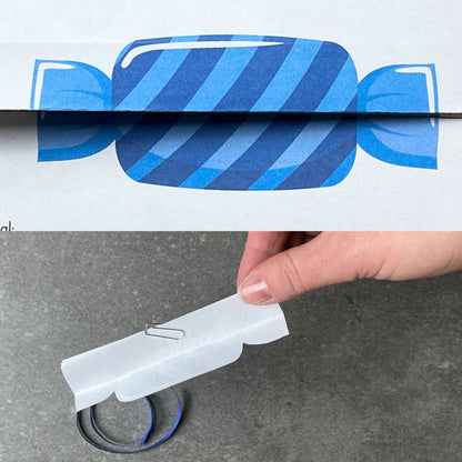 Bonbon Einladung  blau, rosa und grün. Druckvorlage selber basteln, falten schneiden. Kleiner  DIY Trick