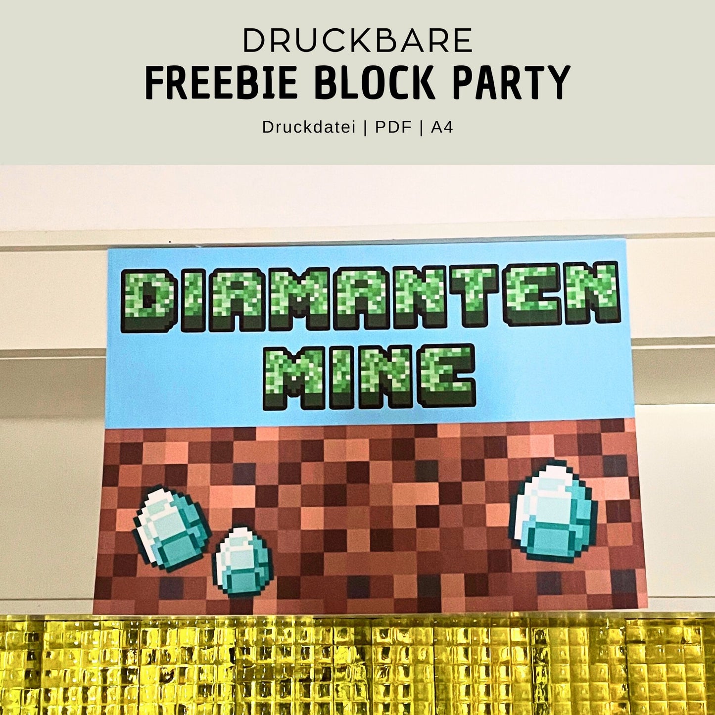 Schild Diamantenmine Minecraft Geburtstag