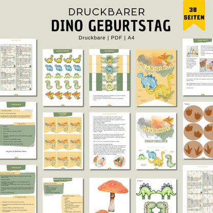 Dinosaurier Kindergeburtstag Party Set – Zum Ausdrucken und Spaß haben - Übersicht