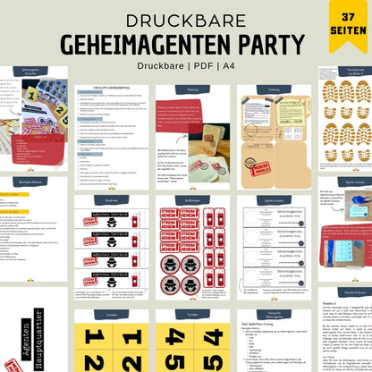 Geheimagenten Party set um ausdrucken Uebersicht PDF