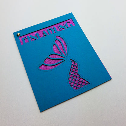 Einladungskarte Meerjungfrau pink/türkisblau