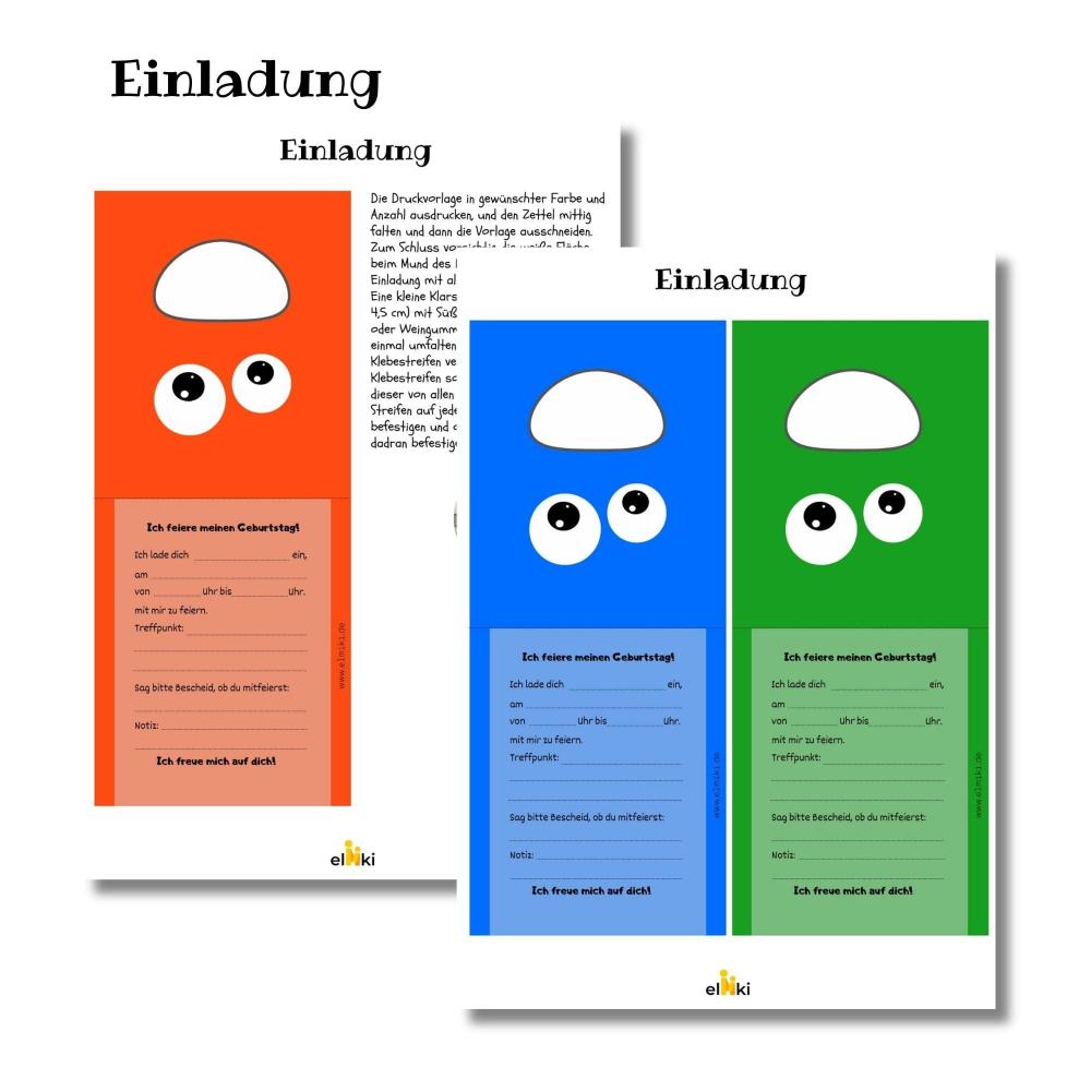 Monster Kindergeburtstag Party Set – Zum Ausdrucken und Monster-Spaß haben - Übersicht Einladung PDF