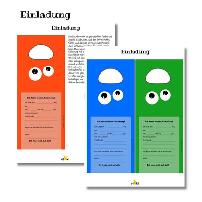 Monster Kindergeburtstag Party Set – Zum Ausdrucken und Monster-Spaß haben - Übersicht Einladung PDF