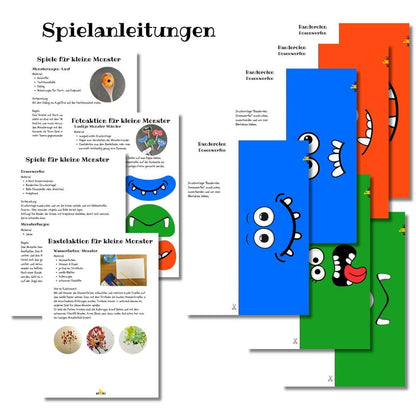 Monster Kindergeburtstag Party Set – Zum Ausdrucken und Monster-Spaß haben - Übersicht Spiele PDF