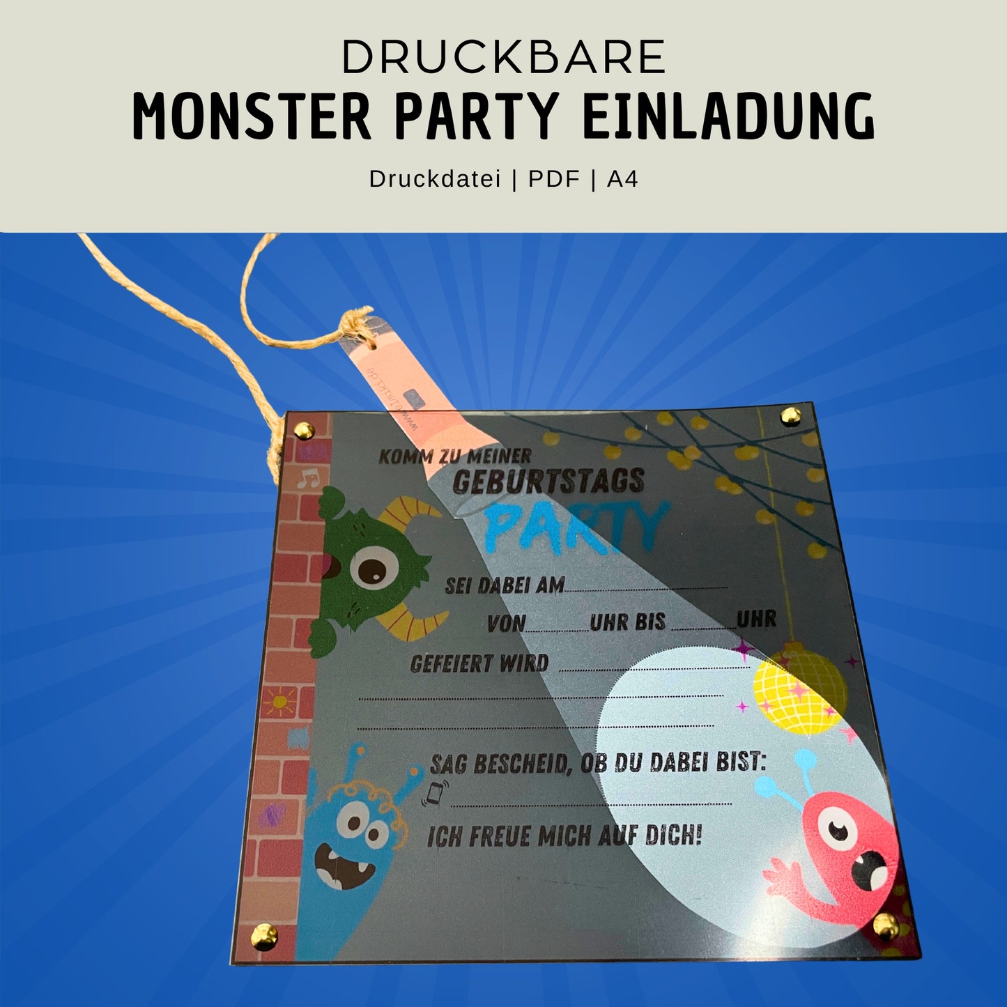 Druckvorlage Einladung Monster Party