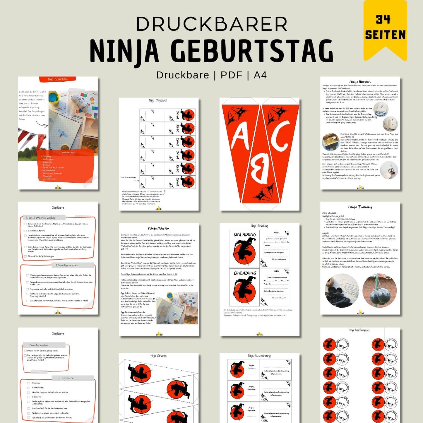 Ninja Geburtstag aus dem Drucker