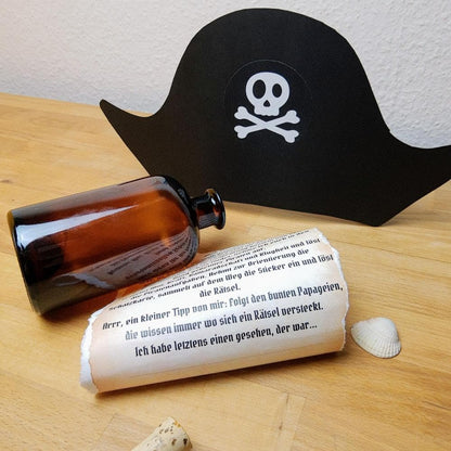 Piraten-Party-Kit für Kinder | Einladung, Deko, Spiele & Schatzsuche | Sofort-Download Deko Piratenhut Rätsel