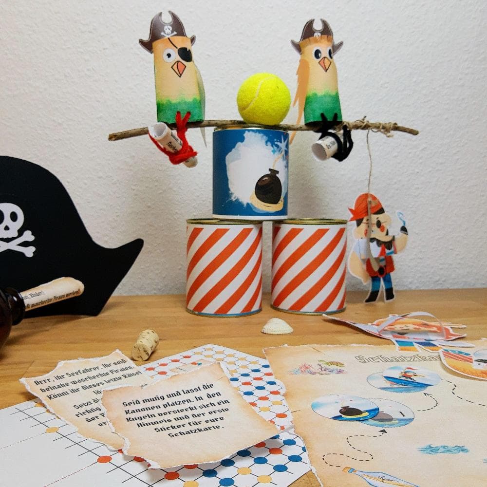 Piraten-Party-Kit für Kinder | Einladung, Deko, Spiele &amp; Schatzsuche | Sofort-Download Dosenwerfen Schatzkarte Piratenhut