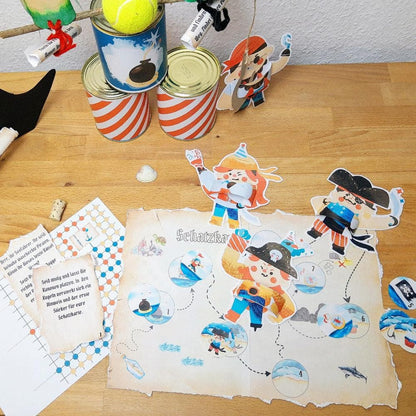 Piraten-Party-Kit für Kinder | Einladung, Deko, Spiele & Schatzsuche | Sofort-Download Dosenwerfen Schatzkarte Schnitzeljagd