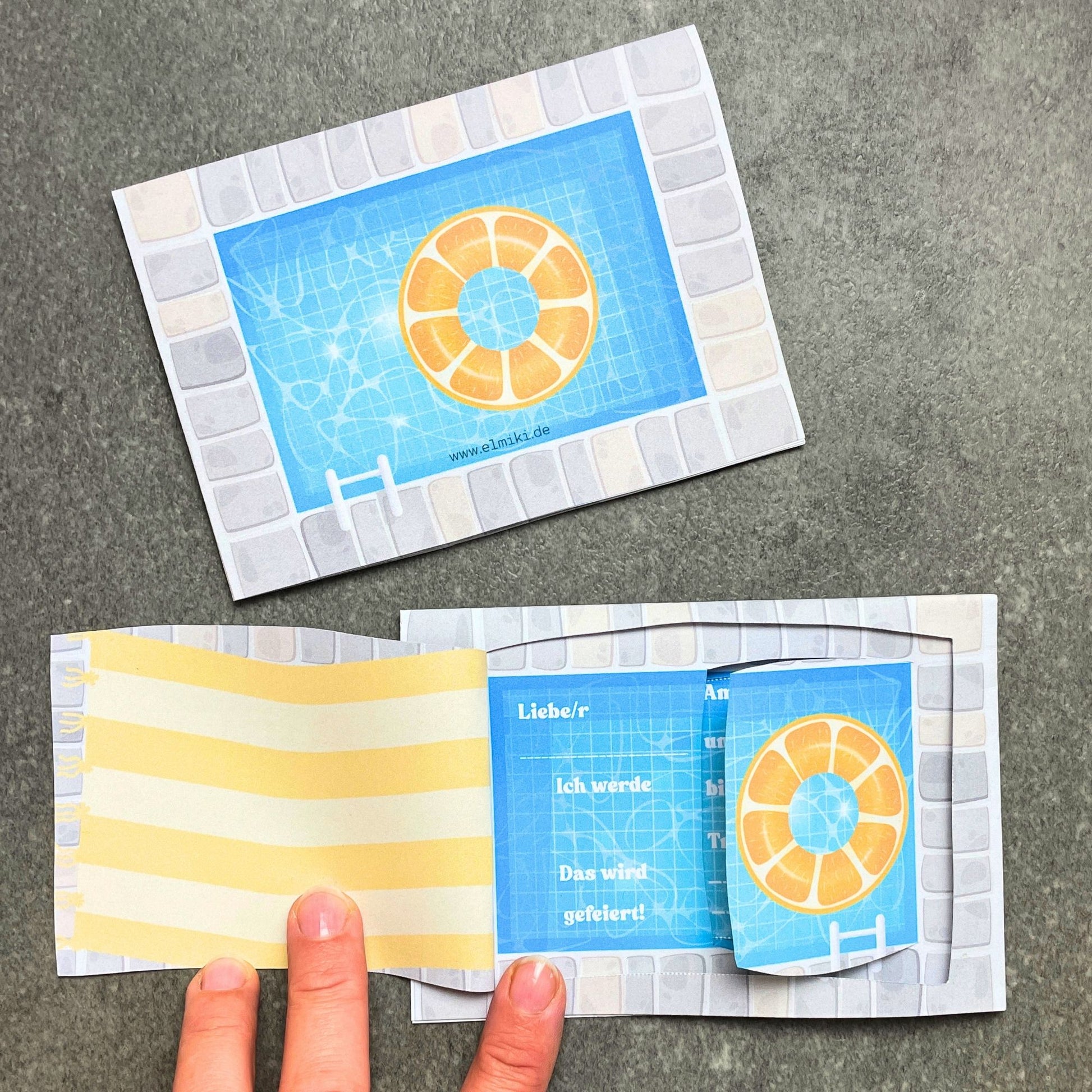 Pool Party Einladung Strandtuch Schwimmreifen