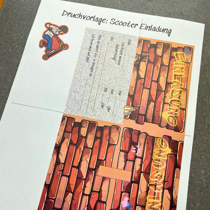 Tretroller Einladung Druckvorlage als PDF zum Drucken und selbst basteln