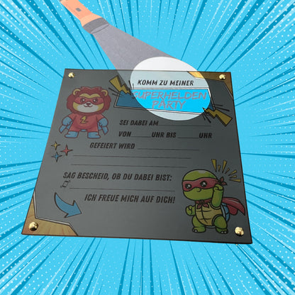 Druckvorlage Einladung Superhelden