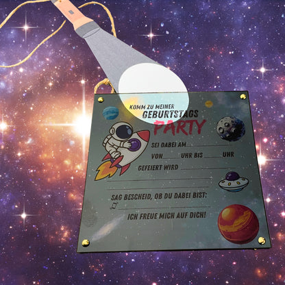 Druckvorlage Einladung Weltraum