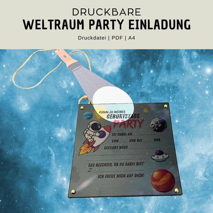 Druckvorlage Einladung Weltraum