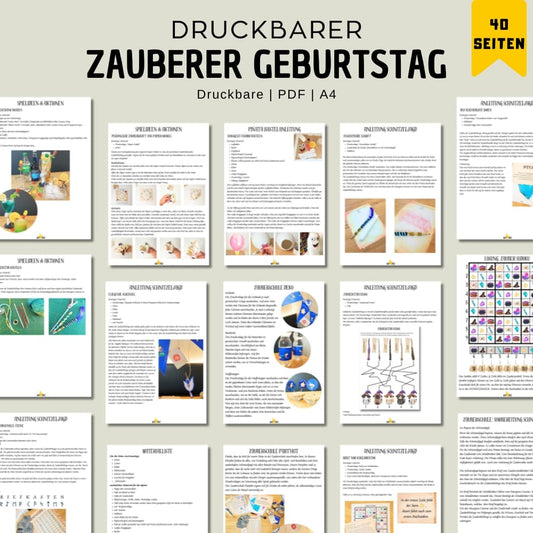 Zauberer Gebertstag Party Set aus dem Drucker Übersicht PDF