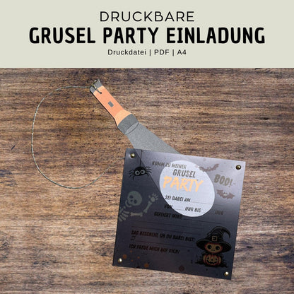 Druckvorlage Einladung Grusel-Party als PDF – gruselige Einladungskarte zum Ausdrucken