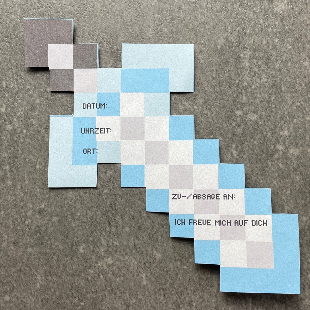 Einladungstext Feld der Pixel Schwert Einladung – Platz für Partyinformationen