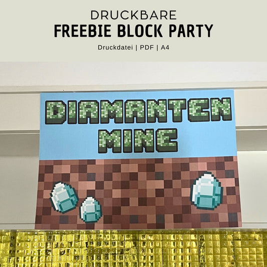 Freebie: Druckvorlage Diamanten Mine Schild