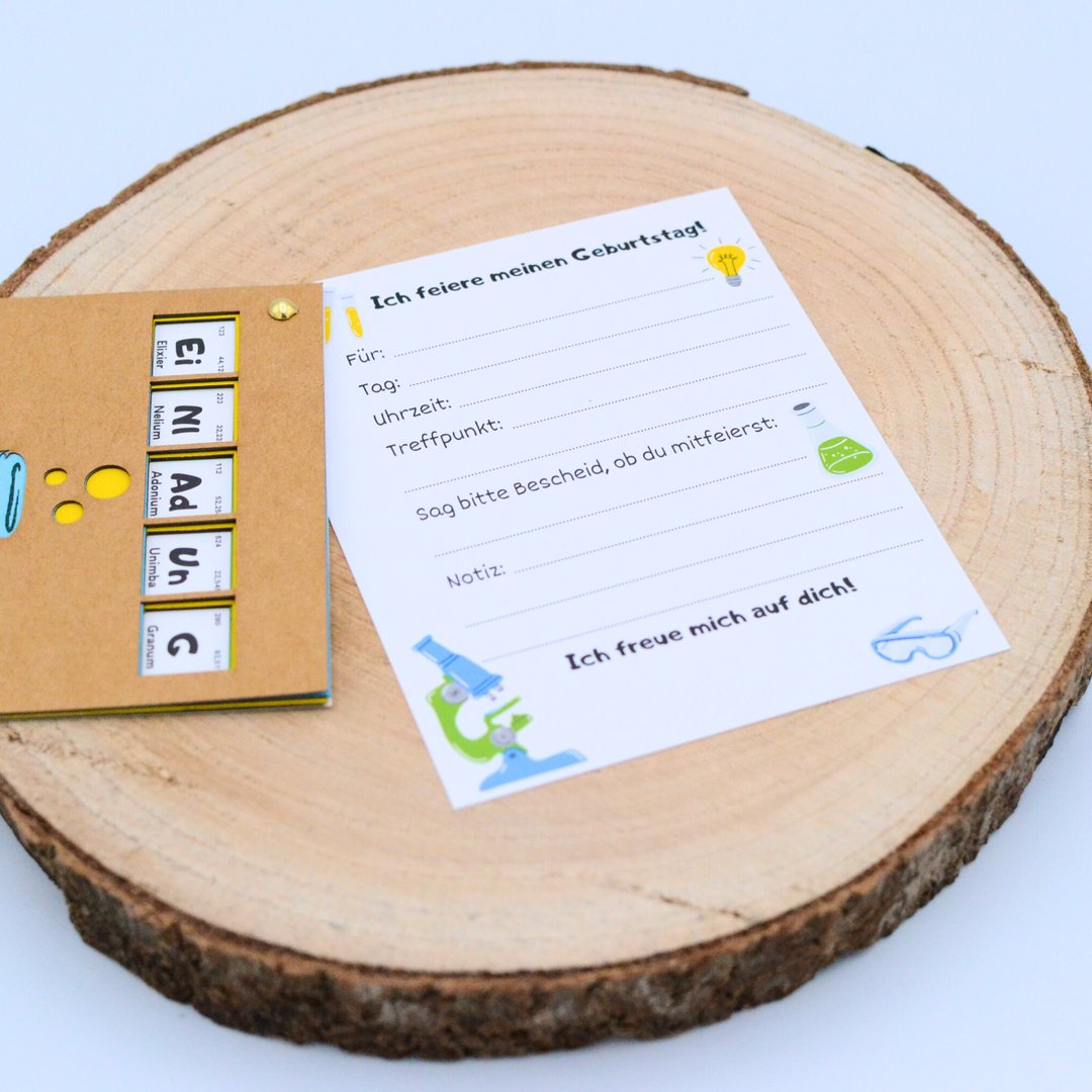 Innenseiten der Wissenschaftler Party Einladung