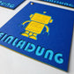 Handgefertigte Einladungskarte Kindergeburtstag Roboter